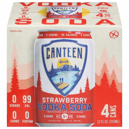 Canteen Spirits Strawberry Vodka Soda Ready to Drink Cocktail Perspective: front