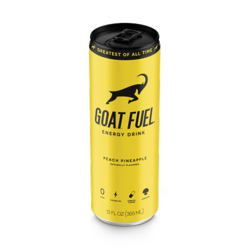 G.O.A.T. Fuel® Energy Drink Peach Pineapple Can Perspective: front