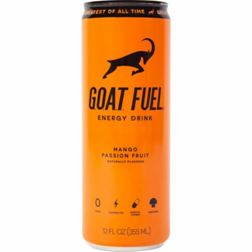 G.O.A.T. Fuel® Mango Passionfruit Energy Drink Perspective: front