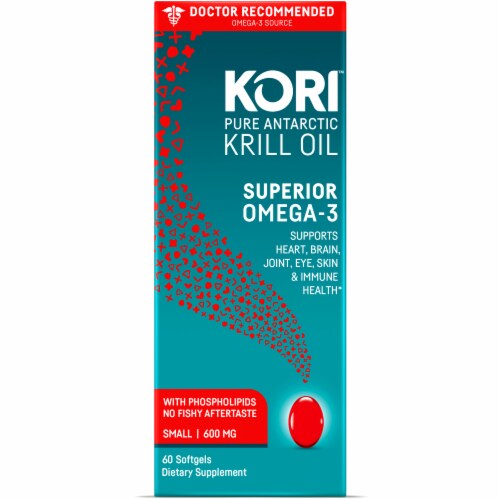 Kori Pure Antarctic Krill Oil Softgels 600mg Perspective: front