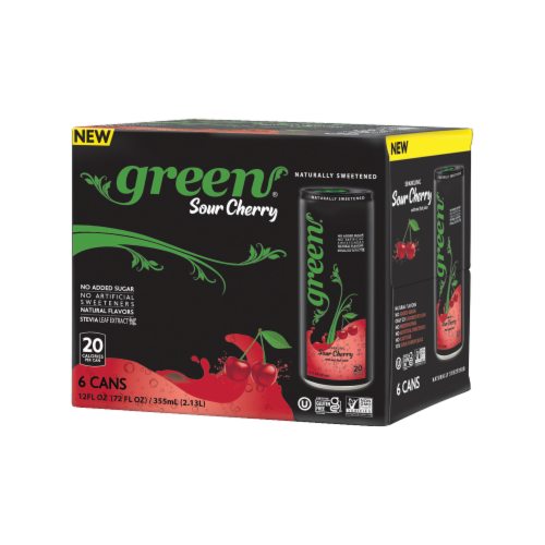 Green® Sour Cherry Soda Cans Perspective: front