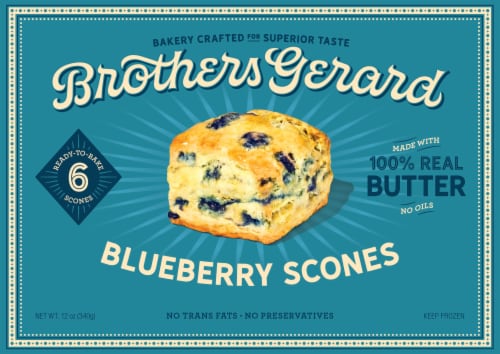 Brothers Gerard Baking Co.® Blueberry Frozen Scones Perspective: front