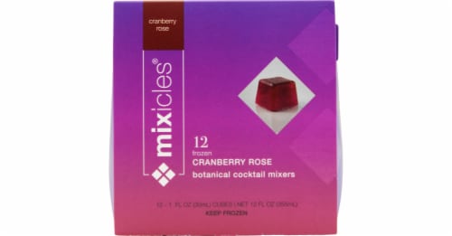 Mixicles® Cranberry Rose Botanical Frozen Cocktail Mixer Cubes Perspective: front