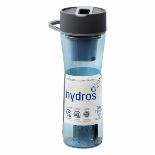 Hydros® Blue Filtering Bottle Perspective: front