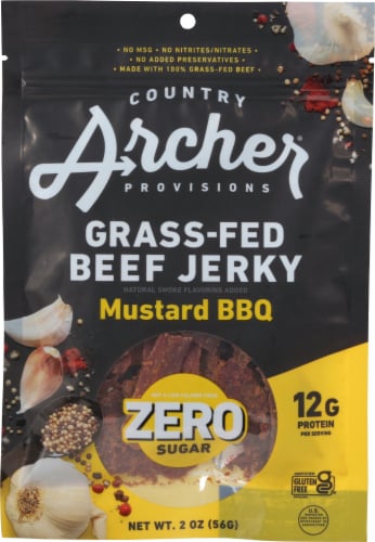 Country Archer Zero Sugar Mustard BBQ Beef Jerky Perspective: front