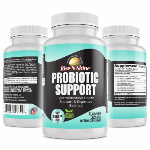 Rise-N-Shine Probiotics Gastrointestinal Health Support &Digestive Balance Perspective: front