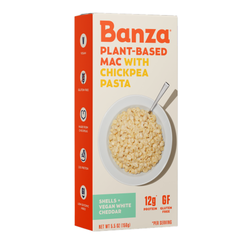 Banza® Plant-Based Mac and Vegan White Cheddar Cheese Shells Perspective: front
