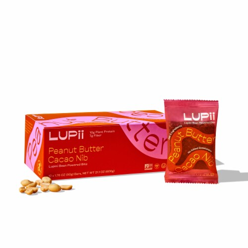 Lupii Peanut Butter Cacao Nib - high protein, high fiber, low glycemic, gluten free Perspective: front