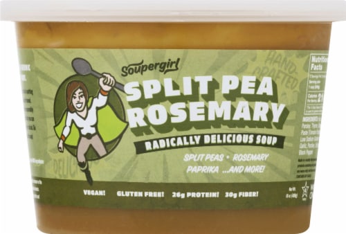 Soupergirl Vegan Split Pea Rosemary Soup Perspective: front