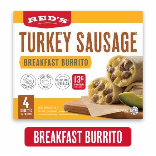 Red's Turkey Sausage Frozen Breakfast Burrito Perspective: front