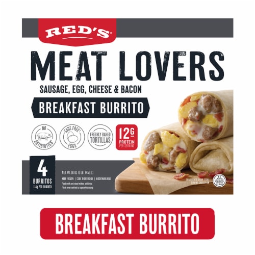 Red’s Meat Lovers Frozen Breakfast Burrito Perspective: front