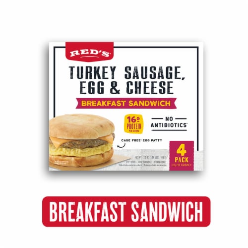 Red's® Turkey Sausage Egg & Cheese Frozen Breakfast Sandwiches Perspective: front