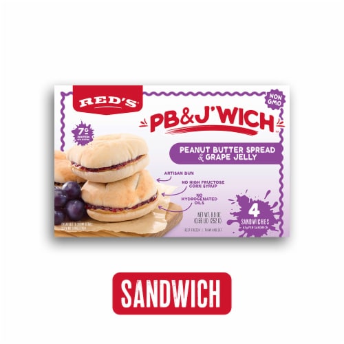 Red’s PB&J’Wich Peanut Butter & Grape Jelly Frozen Sandwich Perspective: front