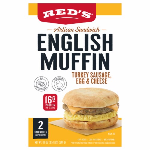 Red's® Turkey Sausage Egg & Cheese Artisan English Muffin Perspective: front
