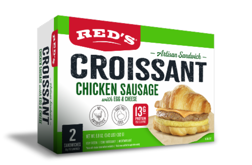 Red's® Chicken Sausage with Egg & Cheese Croissant Breakfast Sandwiches Perspective: front