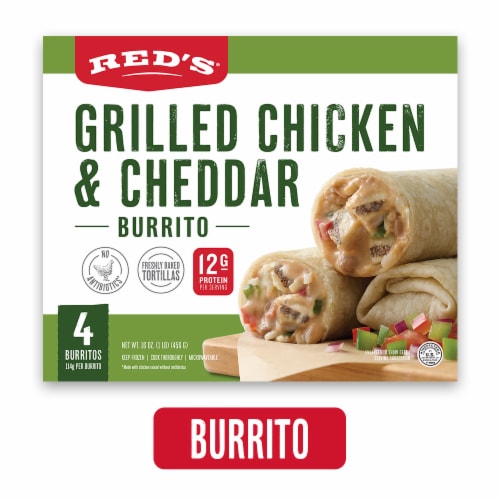 Red's Grilled Chicken & Cheddar Frozen Burrito Perspective: front