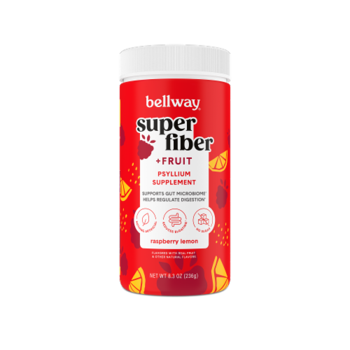 Bellway Super Fiber + Fruit Raspberry Lemon Psyllium Supplement Perspective: front