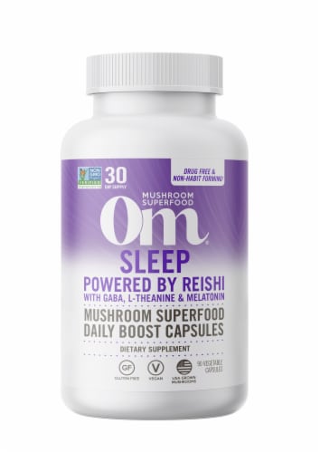 Om® Sleep Mushroom Superfood Daily Boost Vegetable Capsules Perspective: front