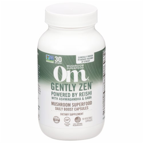 Om® Gently Zen Mushroom Superfood Daily Boost Vegetable Capsules Perspective: front