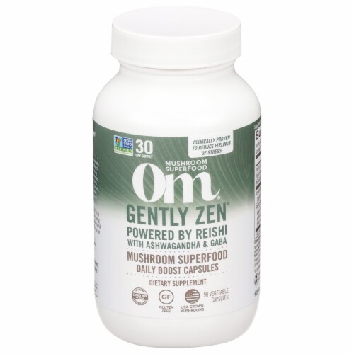 Om® Gently Zen Mushroom Superfood Daily Boost Vegetable Capsules Perspective: front
