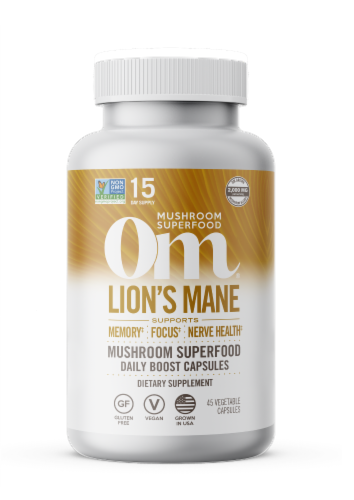 OM Mushroom® Lion's Mane Mushroom Superfood Daily Boost Capsules Perspective: front
