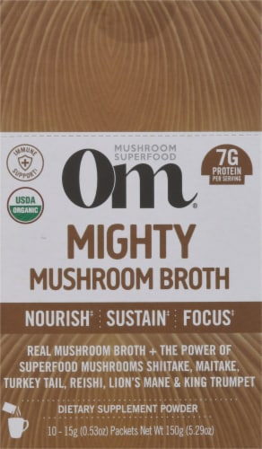 Om® Mighty Organic Mushroom Broth Powder Perspective: front