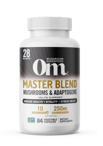Om Mushroom Master Blend Daily Boost Capsules Perspective: front