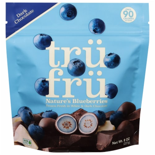 Tru Fru Nature's Blueberries Hyper-Chilled in White & Dark Chocolate Perspective: front