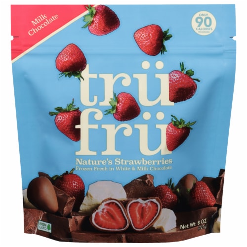 Tru Fru Nature's Strawberries in White & Milk Chocolate Perspective: front