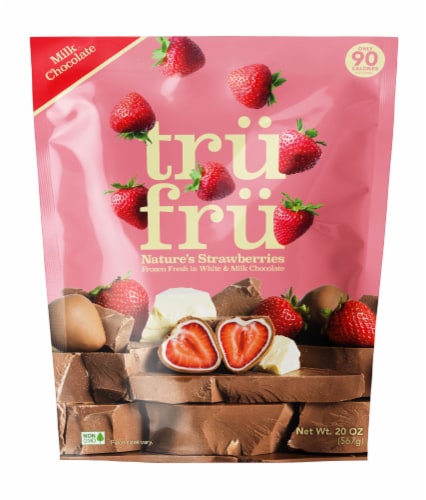 Tru Fru White & Milk Chocolate Frozen Whole Strawberries Perspective: front