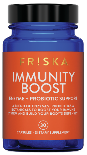 Friska Immunity Boost Enzyme + Probiotic Support Capsules Perspective: front