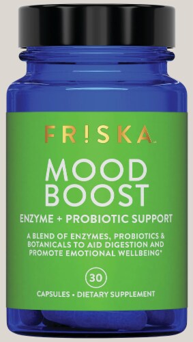 Friska Mood Boost Enzyme + Probiotic Support Capsules Perspective: front