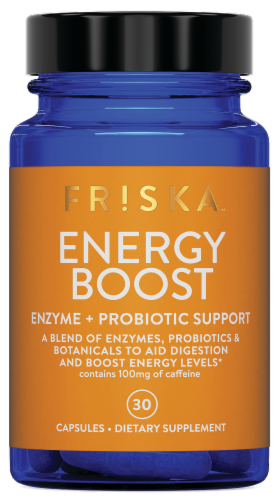 Friska Energy Boost Enzyme + Probiotic Support Capsules Perspective: front