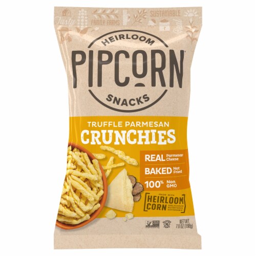 Pipcorn Parmesan Truffle Heirloom Crunchies Snack Perspective: front