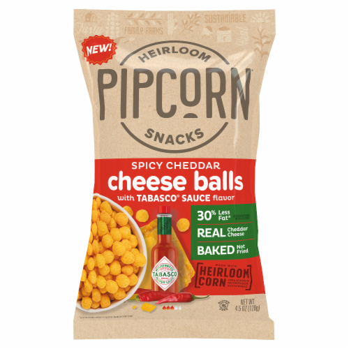 Pipcorn® Spicy Cheddar with Tabasco Cheese Balls Perspective: front