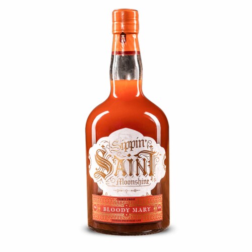 Sippin' Saint Bloody Mary Moonshine Whiskey Perspective: front