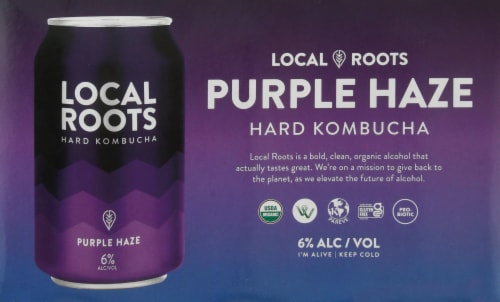 Local Roots Purple Haze Hard Kombucha Perspective: front