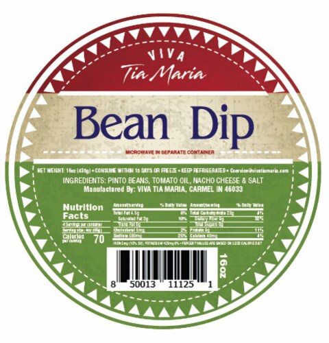 Viva Tia Maria Bean Dip Perspective: front
