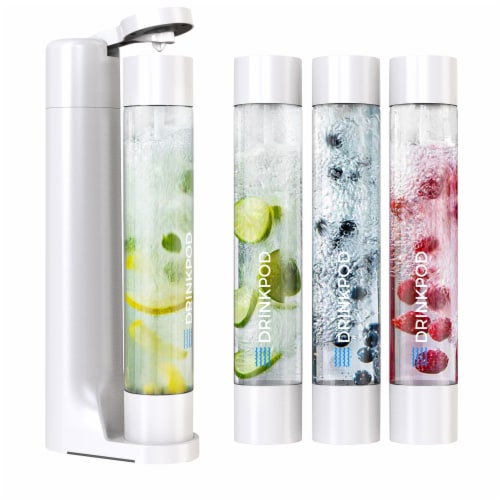 Fizzpod Home Soda Maker with 3 PET Bottles- Directly Carbonates Any Drink Perspective: front