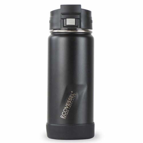 EcoVessel Perk TriMax Insulated Stainless Steel Water Bottle - Black Perspective: front