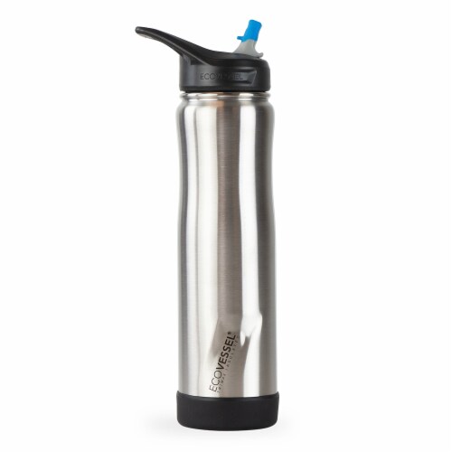 EcoVessel TriMax® Vacuum Insulated Stainless Steel Water Bottle - Silver Express Perspective: front