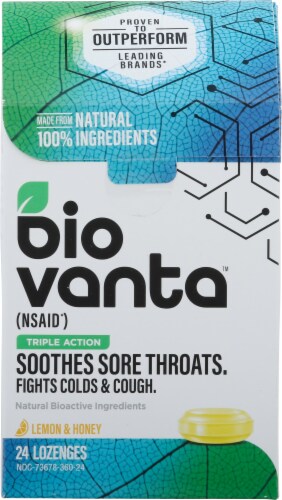 Biovanta™ Lemon & Honey Lozenges Perspective: front