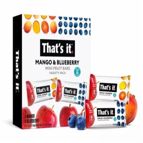 That's It Mini Fruit Bars Variety Pack Mango & Blueberry 10 Bars - 0.7 oz (20 g) Perspective: front