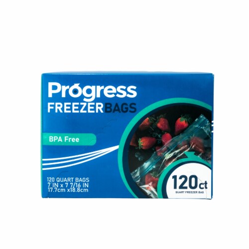 Progress Double Zipper Freezer Storage Bags - Quart 120 Count Perspective: front