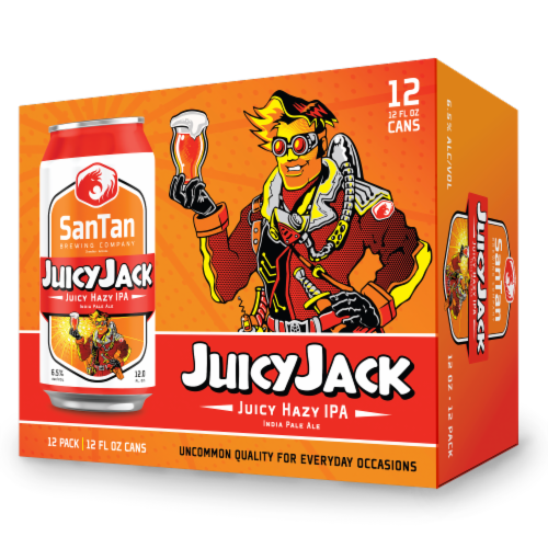 SanTan Brewing Co. Juicy Jack Juicy Hazy Craft IPA Beer Perspective: front