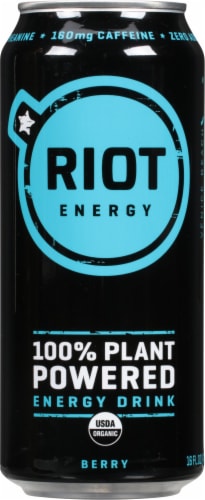 RIOT Berry Plant Based Energy Drink Perspective: front