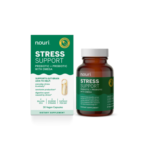 Nouri® Stress Support Probiotic Capsules Perspective: front