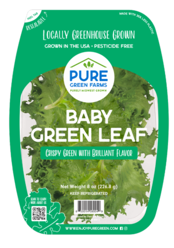 Pure Green Farms Crispy Baby Green Leaf Lettuce Perspective: front