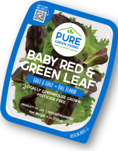 Pure Green Farms Baby Red & Green Leaf Lettuce Perspective: front