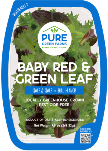 Pure Green Farms Baby Red & Green Leaf Lettuce Perspective: front